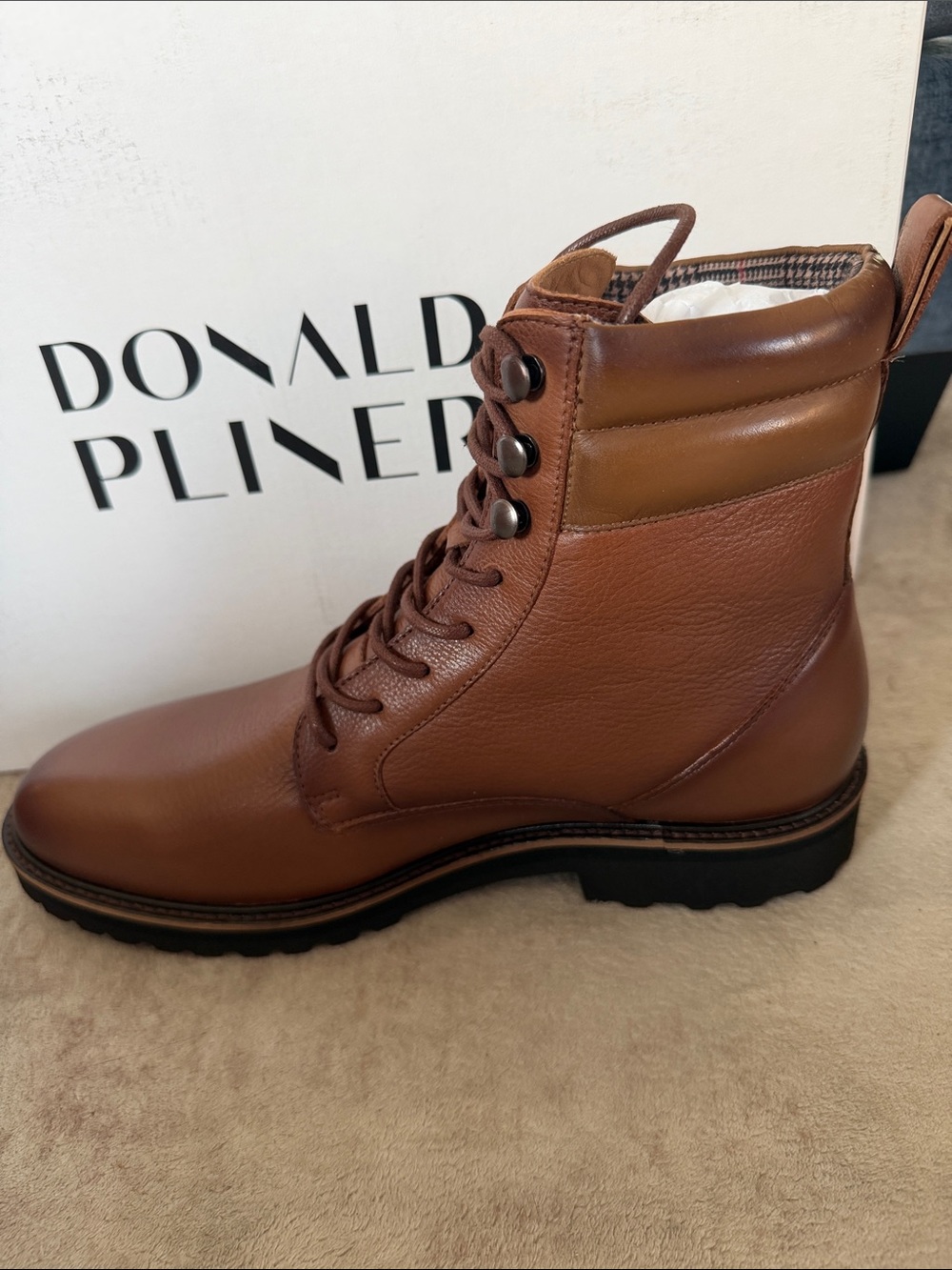 Donald J. Pliner Joplin Brown Leather Lace-Up Ankle Boot